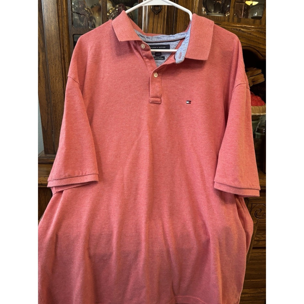 Vintage Tommy Hilfiger Men's Polo XXXL Classic ‎ Short Sleeve Logo On Chest Pink